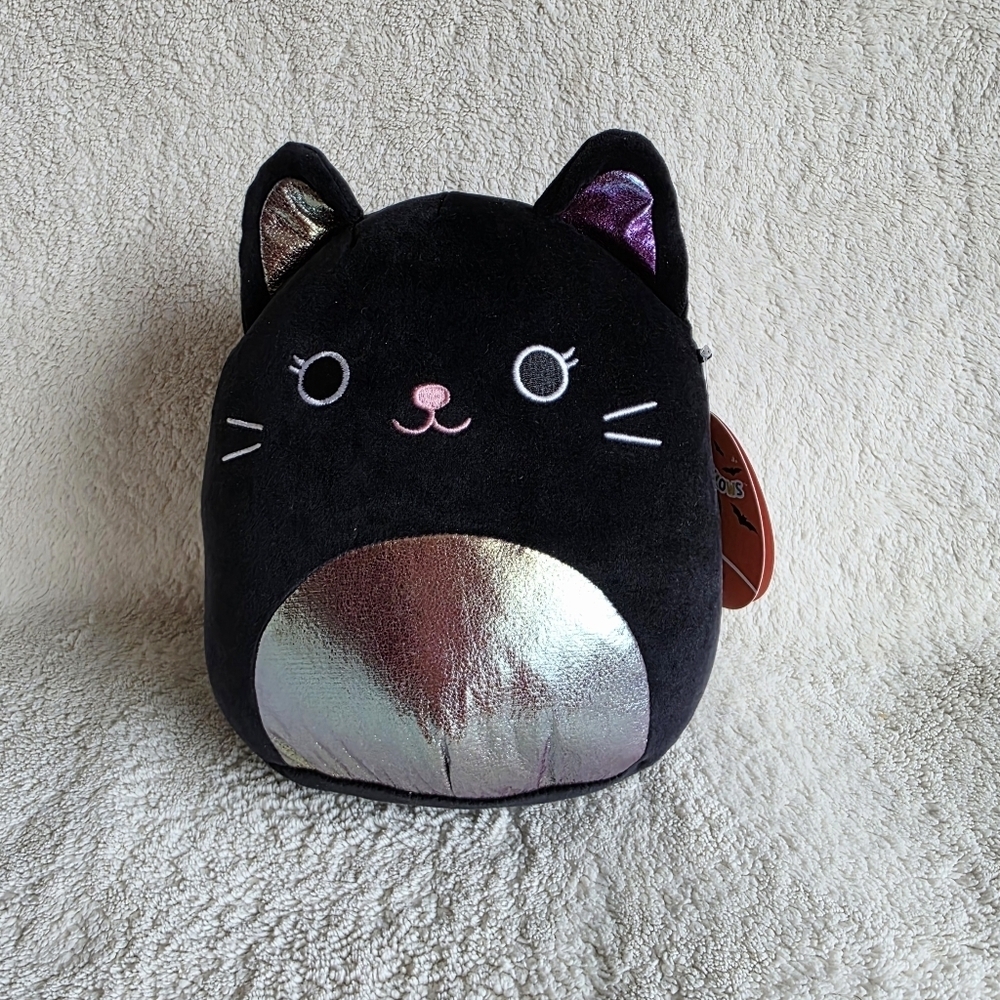 New Squishmallows Official 8' Kyra the Black Halloween Witch cat, plush toy